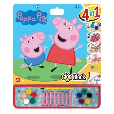 Conjunto de artes Peppa Pig 4 em 1 com materiais para pintura e blocos