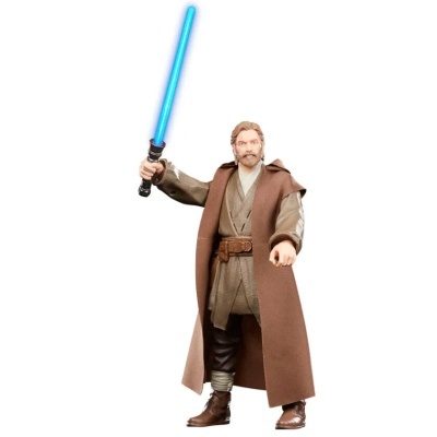 Figura de ação de personagem Star Wars com espada de luz azul
