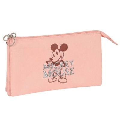 Estojo rosa com imagem e texto MICKEY MOUSE