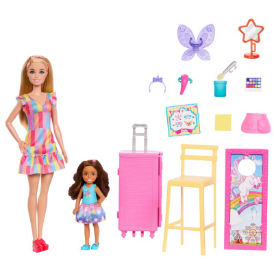 Conjunto de bonecas e acessórios coloridos para brincadeira