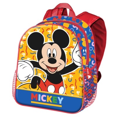 Mochila infantil com estampa do Mickey Mouse em cores vibrantes.
