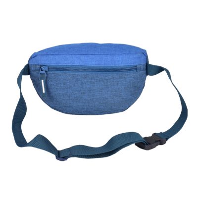 Bolsa tipo pochete azul com fecho de correr e cinta ajustável