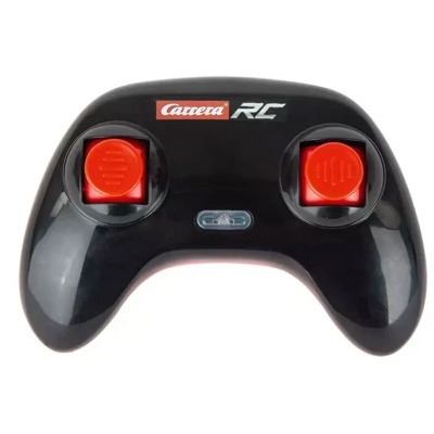 Comando de controlo remoto preto com botões vermelhos