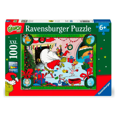 Caixa de quebra-cabeças Ravensburger XXL 100 peças com tema do Grinch e decoração natalícia