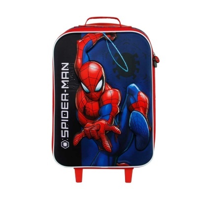 Mala de rodinhas infantil Spider-Man com cores vermelho, azul e preto