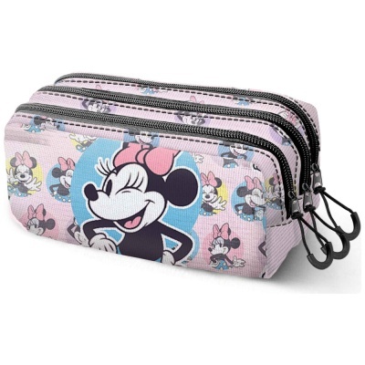 Estojo escolar retangular decorado com imagens da Minnie Mouse