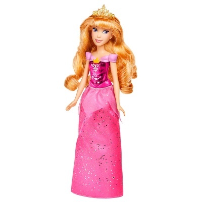 Boneca princesa com vestido rosa e coroa dourada