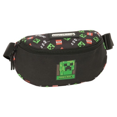 Bolsa de cintura preta com padrão Minecraft colorido