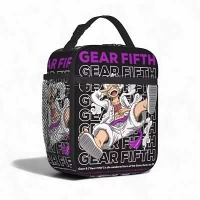 Saco desportivo preto com estampado Gear 5 One Piece e texto GEAR FIFTH