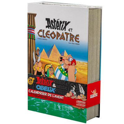 Caixa de Calendrier de LAvent Astérix & Obélix com capa ilustrada personagens e pirâmides
