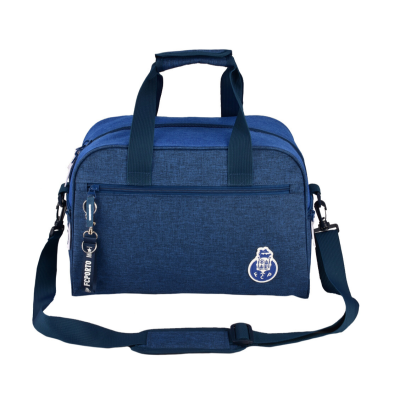 Mala de viagem azul com emblema do FC Porto e alças ajustáveis