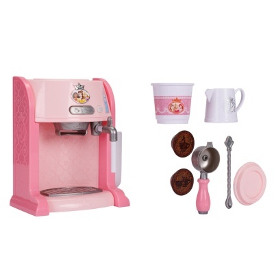 Máquina de café de brinquedo cor-de-rosa com acessórios