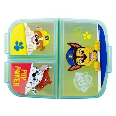 Caixa para lanche PAW PATROL com três compartimentos e personagens coloridas