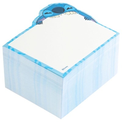 Bloco de notas cubo com personagem Stitch da Disney e bordas azuis