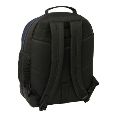 Mochila preta com alças e costas acolchoadas vista de trás