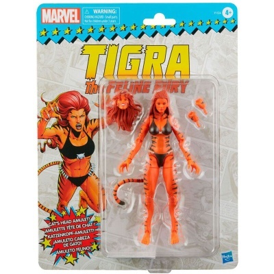 Figura de ação Marvel Tigra com acessórios em embalagem colorida
