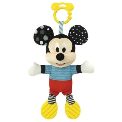 Pelúcia do Mickey Mouse com roupas coloridas e argola amarela para pendurar