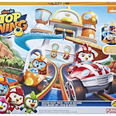 Embalagem de brinquedo Top Wing PlaySkool com pista de missões e veículos coloridos