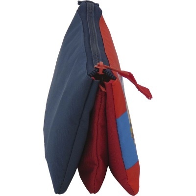 Estojo triplo colorido em tecido com zíper vermelho