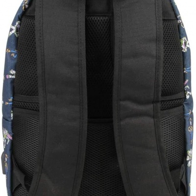 Mochila azul com alças largas pretas acolchoadas