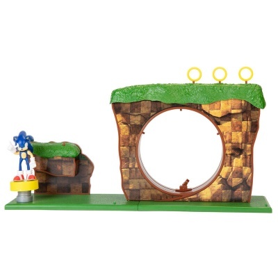 Brinquedo do jogo Sonic com túnel e figura do Sonic
