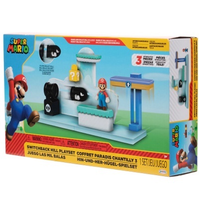 Caixa do brinquedo Super Mario Switchback Hill Playset com personagens em plástico colorido