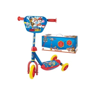 Trotinete infantil três rodas azul com imagens da Patrulha Pata