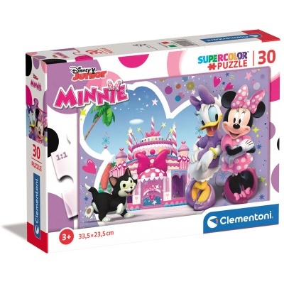 Caixa de puzzle Disney Junior Minnie com 30 peças e personagens Minnie e Daisy
