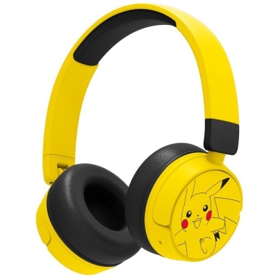 Ausculadores amarelos com imagem do Pikachu no auricular