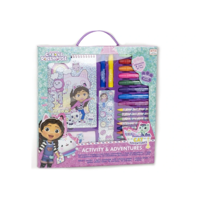 Kit de atividades para crianças com marcadores coloridos e livro temático de gatos