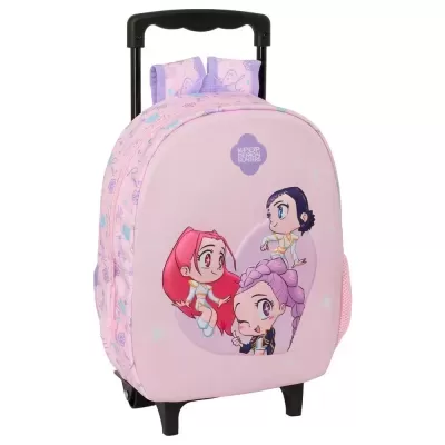Mala de rodinhas infantil rosa com personagens de desenho animado KPOP DEMON HUNTERS
