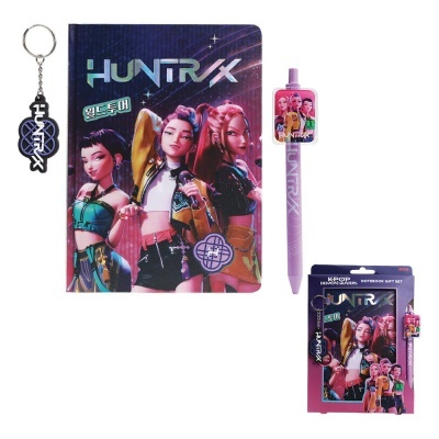 Conjunto de caderno, chaveiro e caneta de presente KPOP DEMON HUNTERS com design HUNTRIX