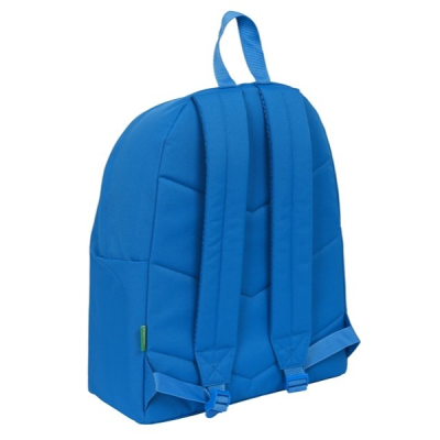 Mochila azul com alças almofadadas e pega superior