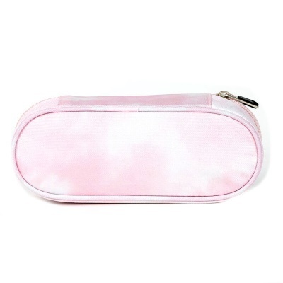 Estojo de lápis oval rosa claro com fecho de correr