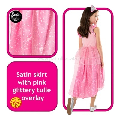 Vestido rosa infantil com saia de cetim e tule cor-de-rosa brilhante