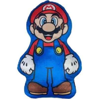 Almofada em forma do Mario azul e vermelho