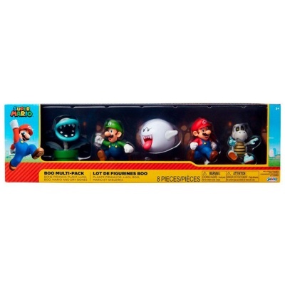 Conjunto de 8 figuras Super Mario em caixa com visor