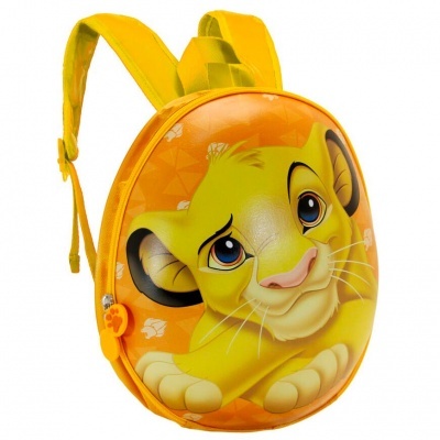 Mochila infantil com imagem do Rei Leão em amarelo e laranja
