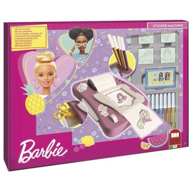 Conjunto Barbie Sticker Machine com impressora de autocolantes e marcadores