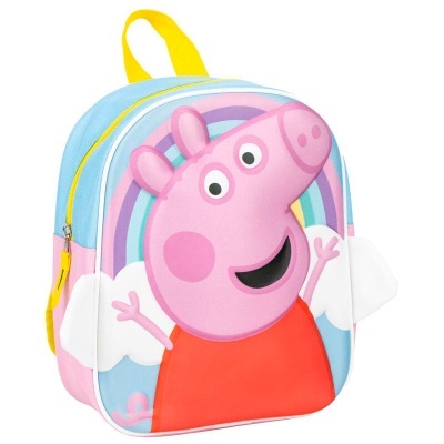 Mochila infantil Peppa Pig colorida com asas brancas laterais
