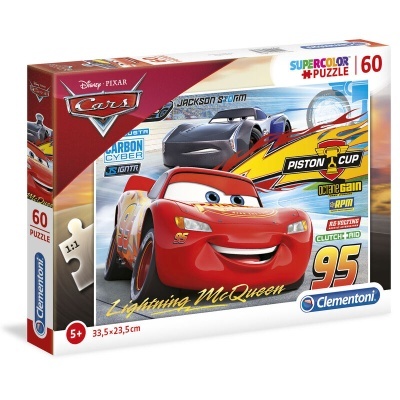 Caixa de quebra-cabeças Supercolor de 60 peças com Lightning McQueen e Jackson Storm do filme Cars