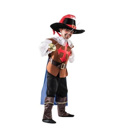 Fato de mosqueteiro com chapéu e espada para criança