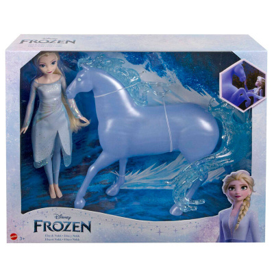 Boneca Elsa e cavalo translúcido conjunto Frozen em embalagem de brinquedo