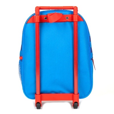 Mala de rodinhas infantil azul com pega vermelha