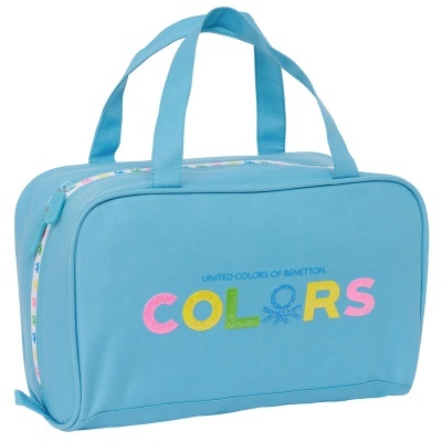 Bolsa azul claro com texto colorido UNITED COLORS OF BENETTON COLORS