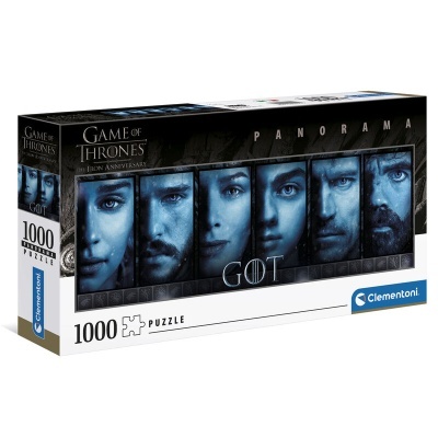 Quebra-cabeças panorâmico 1000 peças Game of Thrones com faces de personagens em tom azul