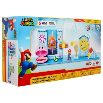 Conjunto Super Mario Deluxe Underwater Playset em caixa colorida