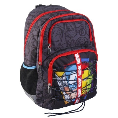 Mochila dos Vingadores da Marvel com várias cores e bolsos