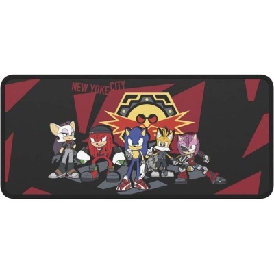 Tapete retangular com personagens do Sonic e texto New York City