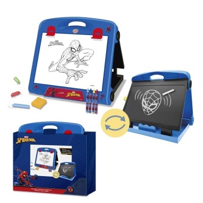 Quadro infantil de dupla face da Marvel Spider-Man azul com suporte integrado